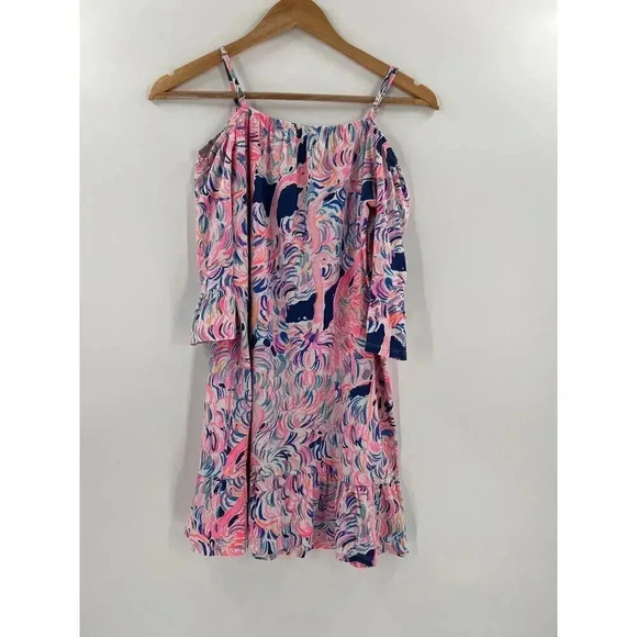Lilly Pulitzer Girls Jaci Off The Shoulder Dress, Size XL(12-14) Excellent UC - Picture 5 of 12